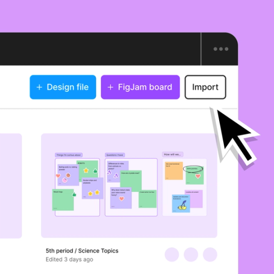 cursor hovering over import button