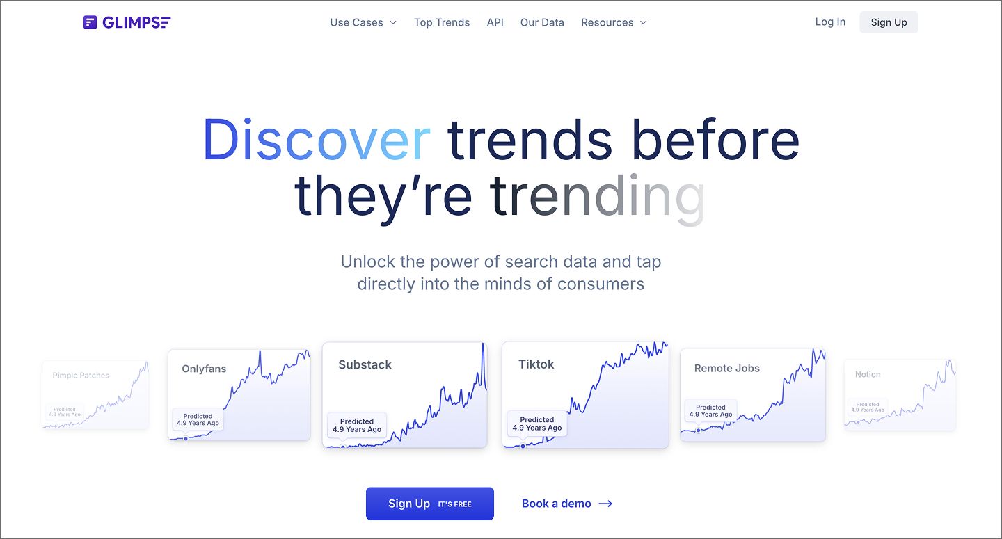 Glimpse, an AI market research tool for consumer insights and trends.
