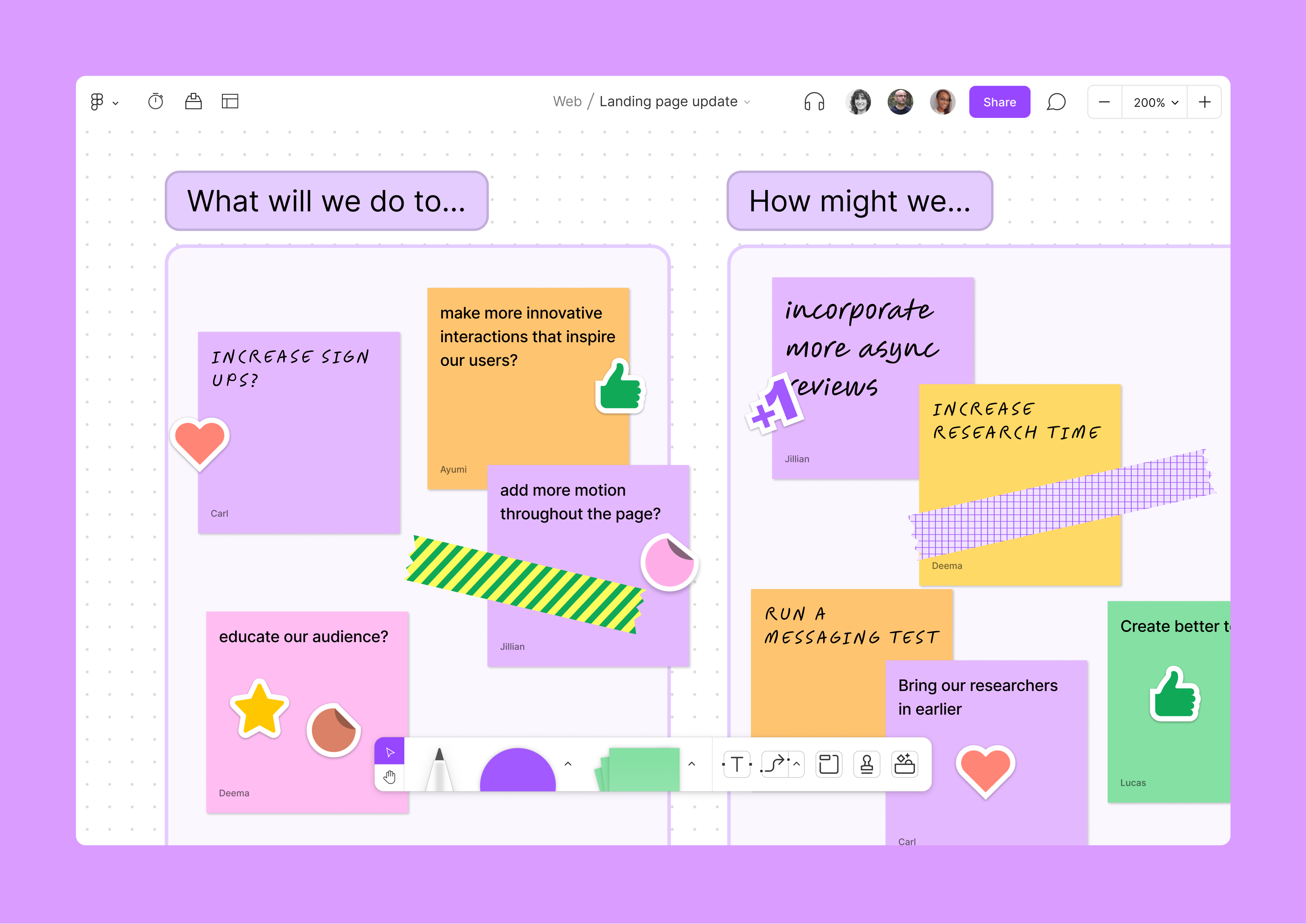 An image of a FigJam file brainstorm