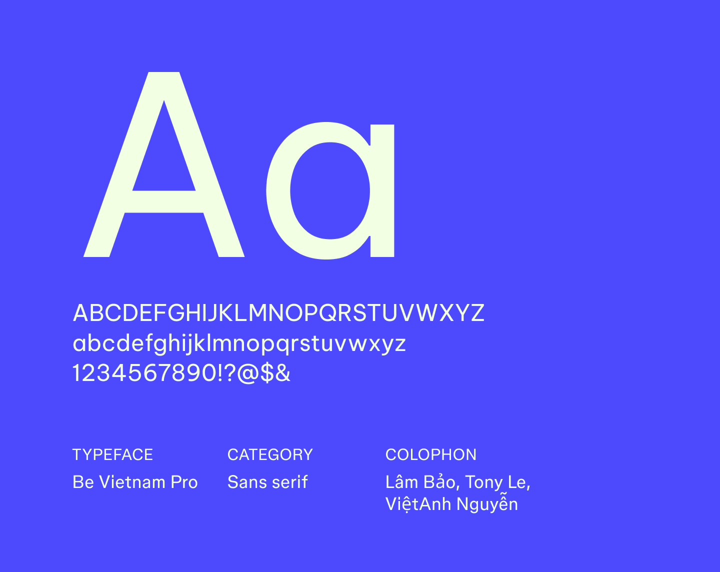 Example text using the sans serif font Be Vietnam Pro.