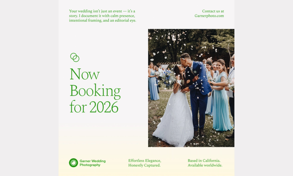 Elegant wedding photographer Facebook ad.