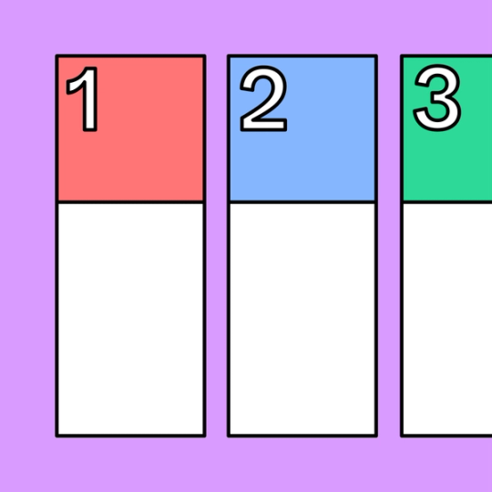 three long rectangles in numerical order