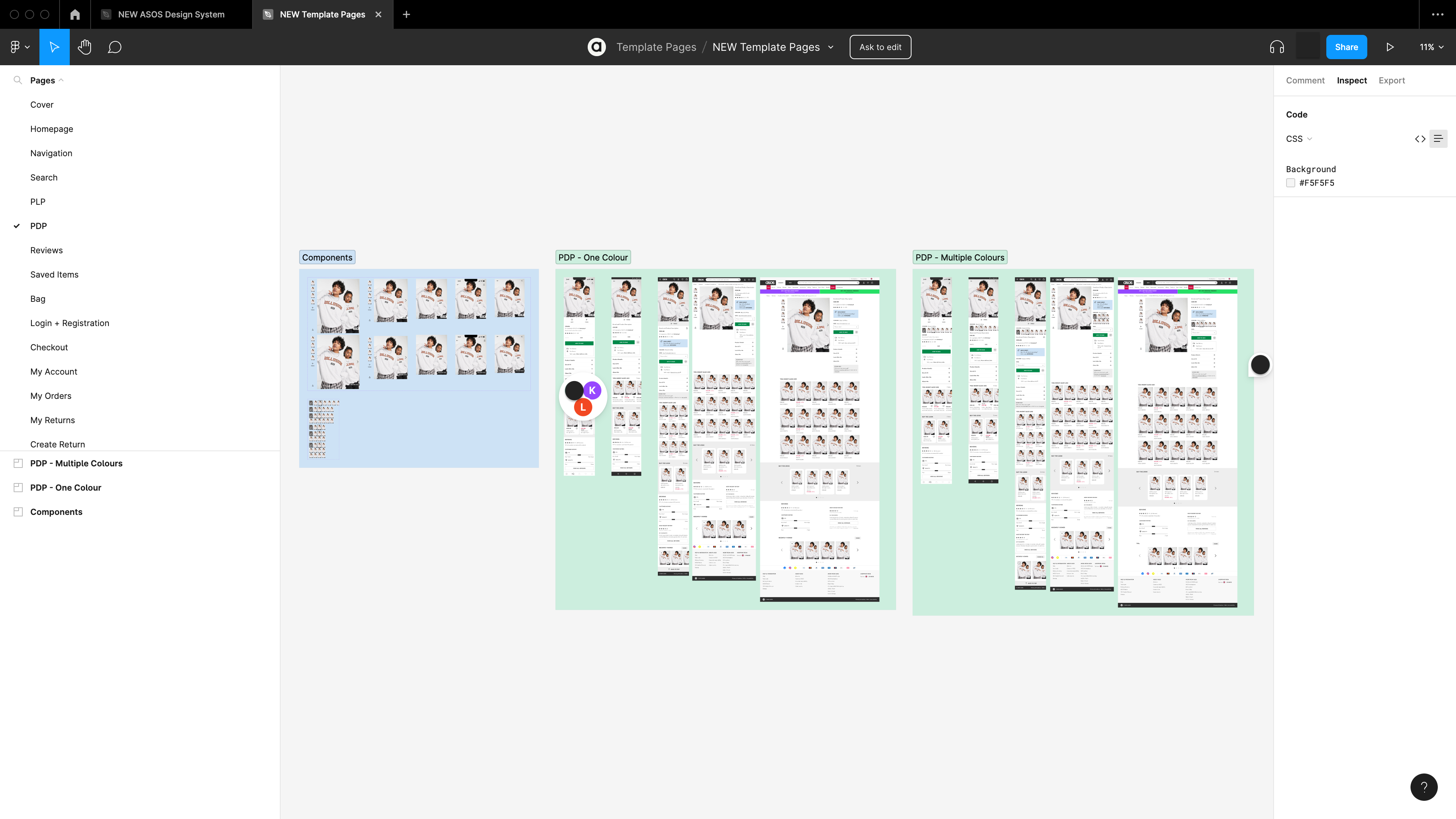Example of design system with component variations in file