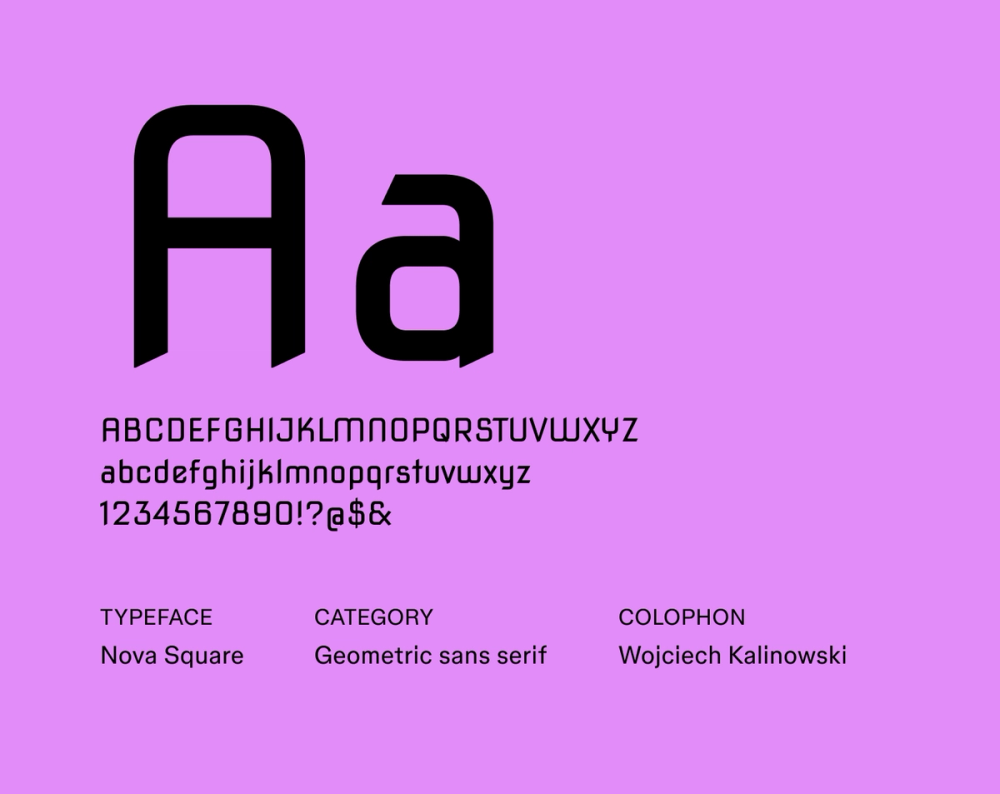 Nova Square futuristic font example.