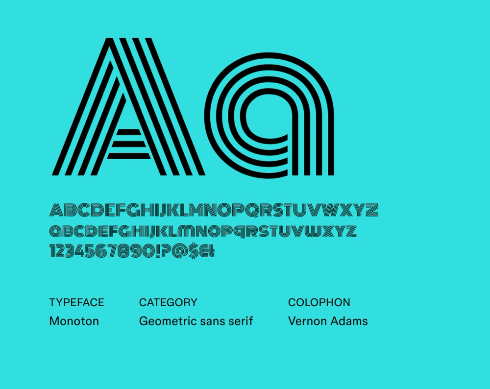 Monoton futuristic font example.