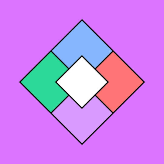 diamond divided into five sections in different colors