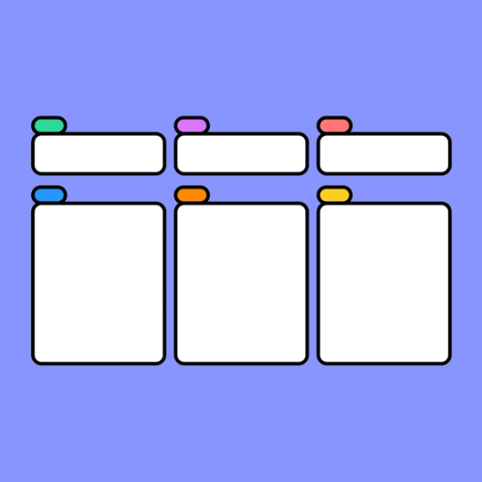 three columns of rectangles with labels at the top