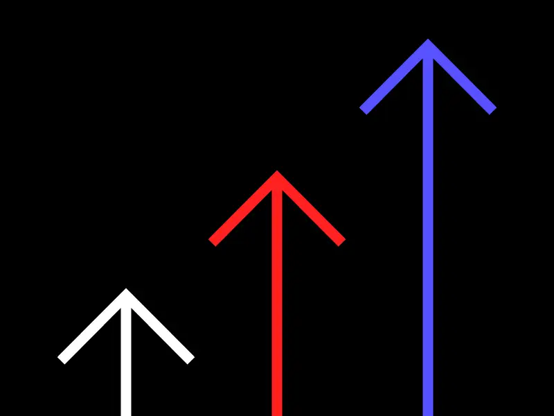 three rising arrows pointing up