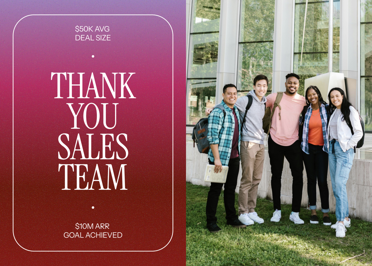 Screenshot of a bold team appreciation thank you template.