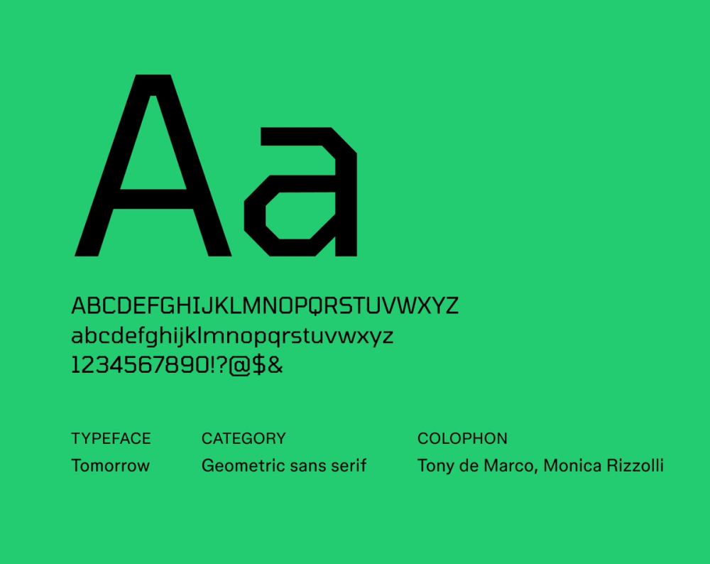 Tomorrow futuristic font example.