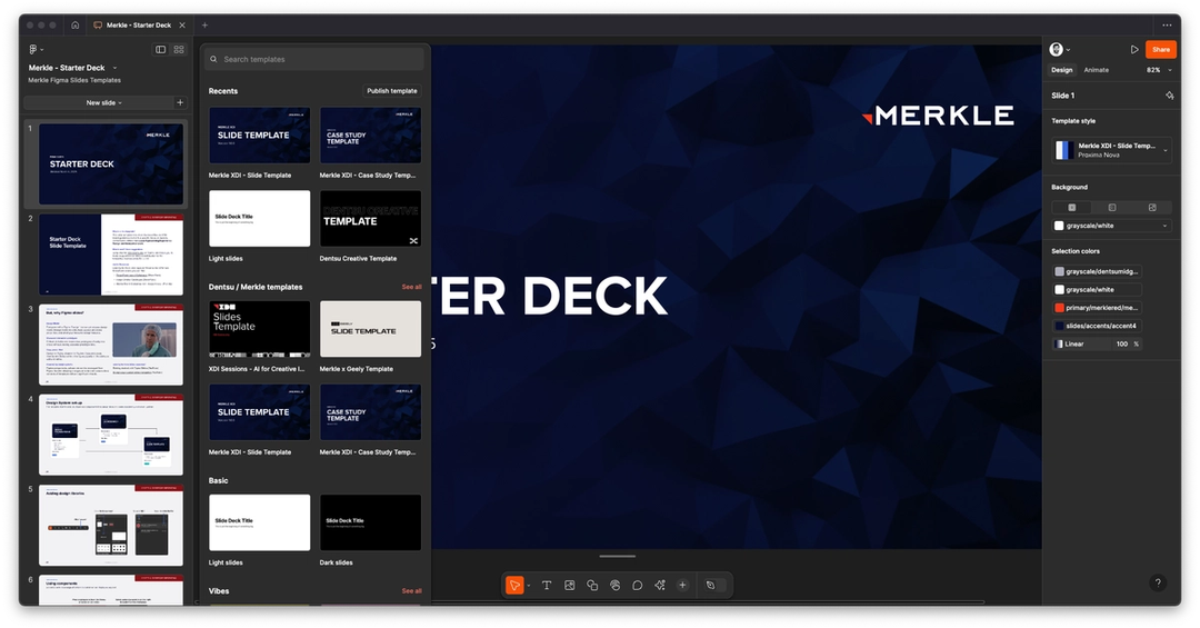 A screenshot of Figma Slides shows a template selector.