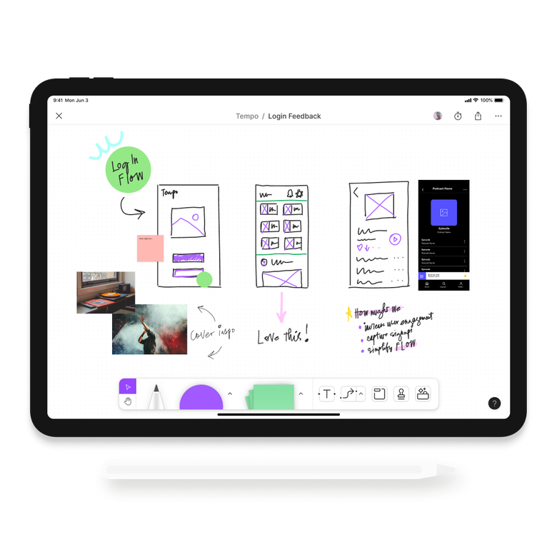 Interagindo com o FigJam no iPad