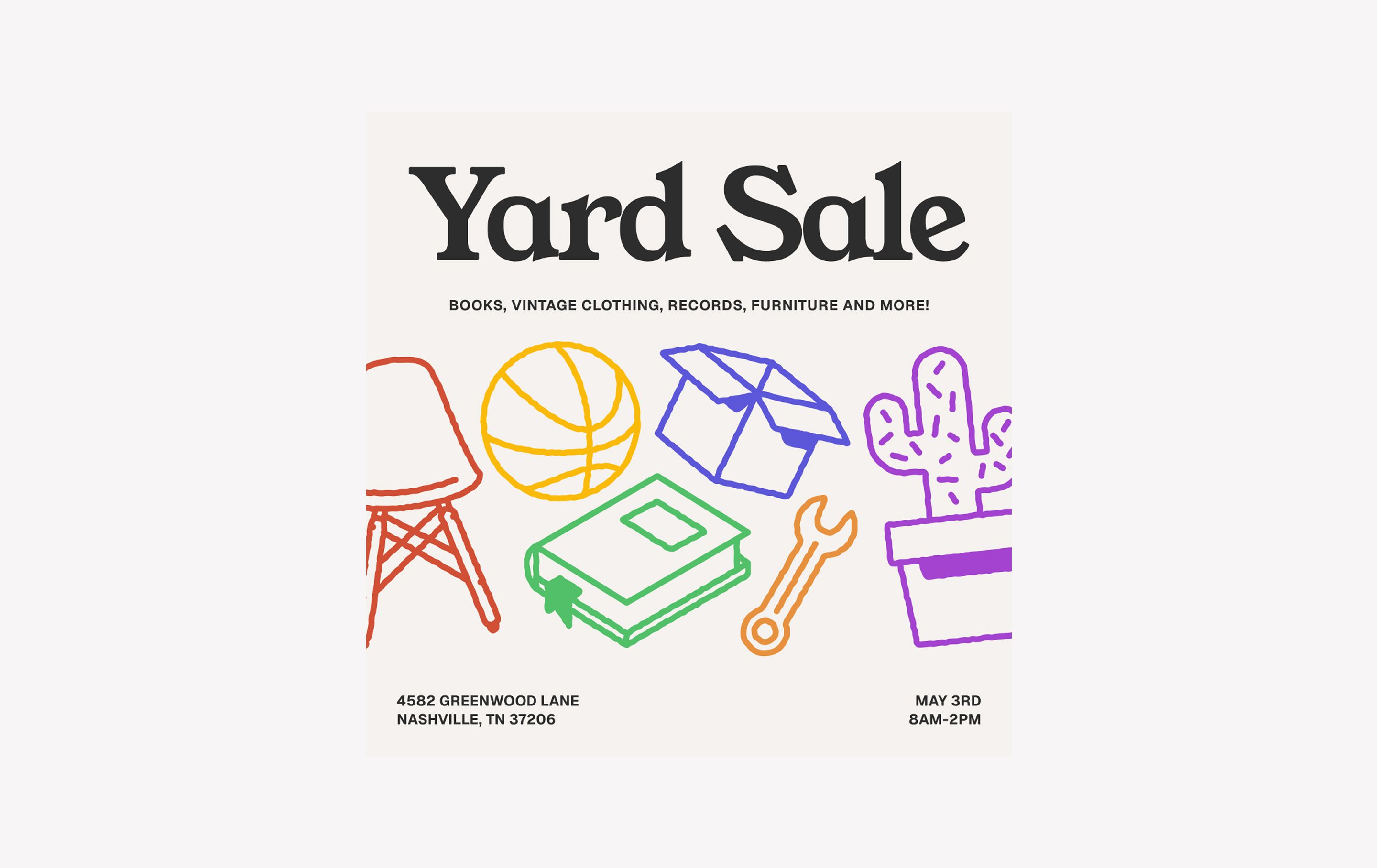 yard sale announcement instagram post template example