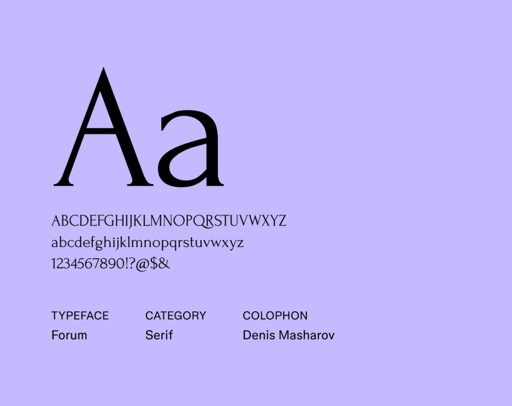 Example text showing Forum font.