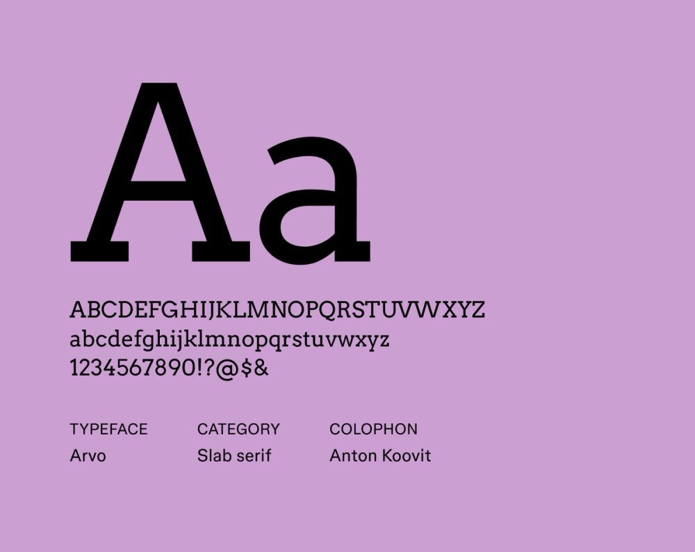 Arvo resume font example.