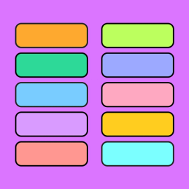 ten colorful rectangles with rounded edges in two columns