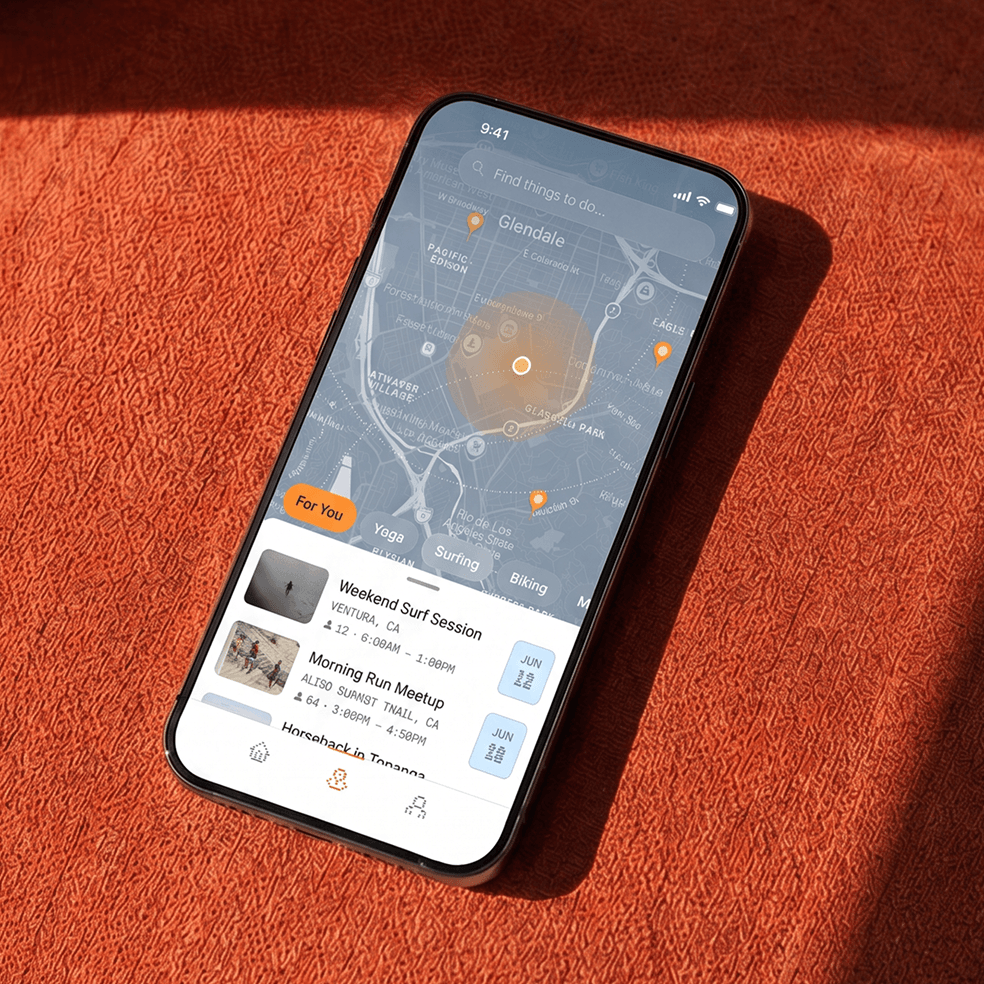 Application mobile en cours d'exécution affichant une carte