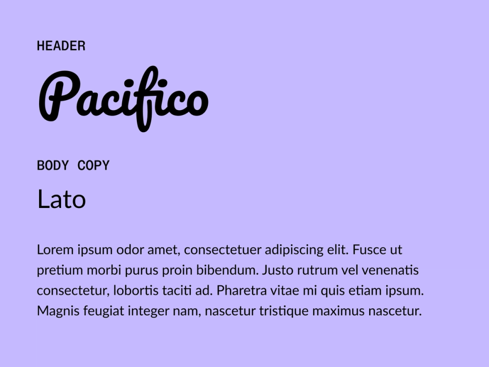 Pacifico and Lato wedding font pairing