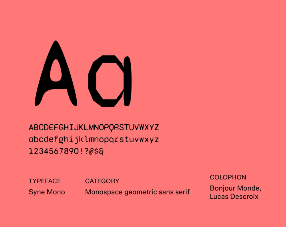 Syne Mono futuristic font example.