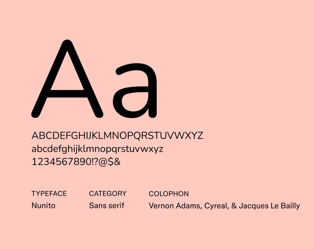 Nunito minimalist font example.