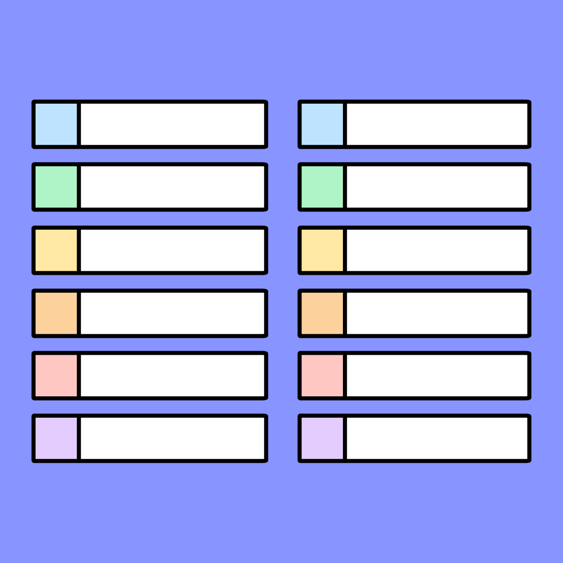 twelve rectangles intended to represent individual months within a yearly calendar