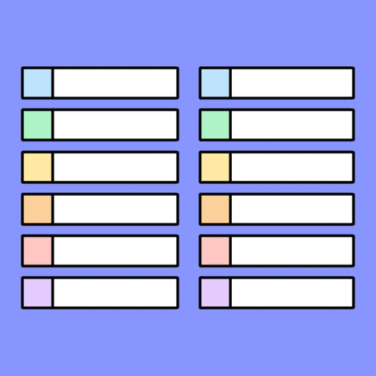 twelve rectangles intended to represent individual months within a yearly calendar