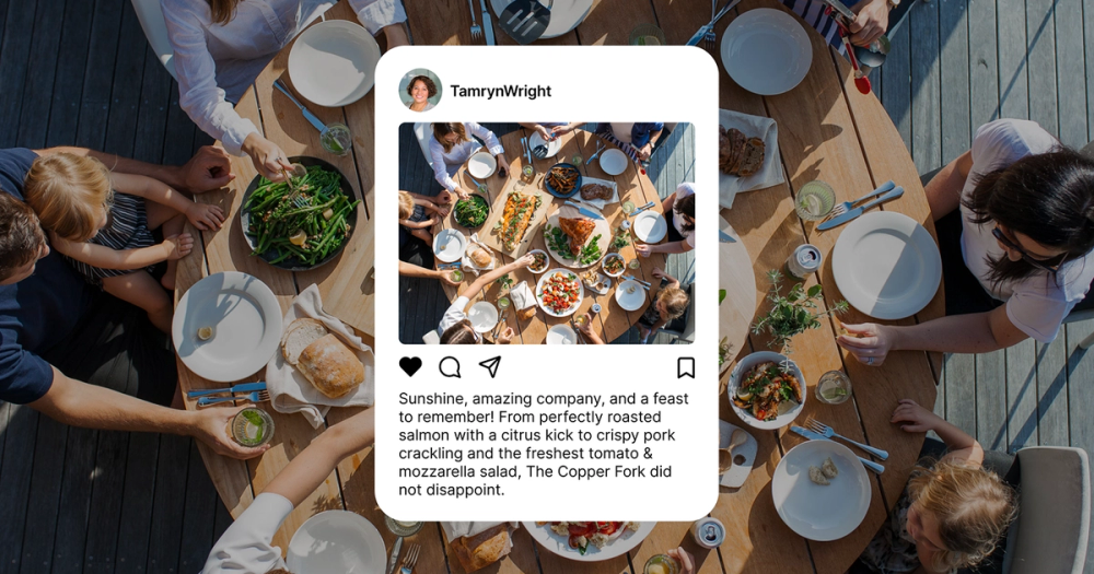 Stylized Instagram social proof Facebook post.