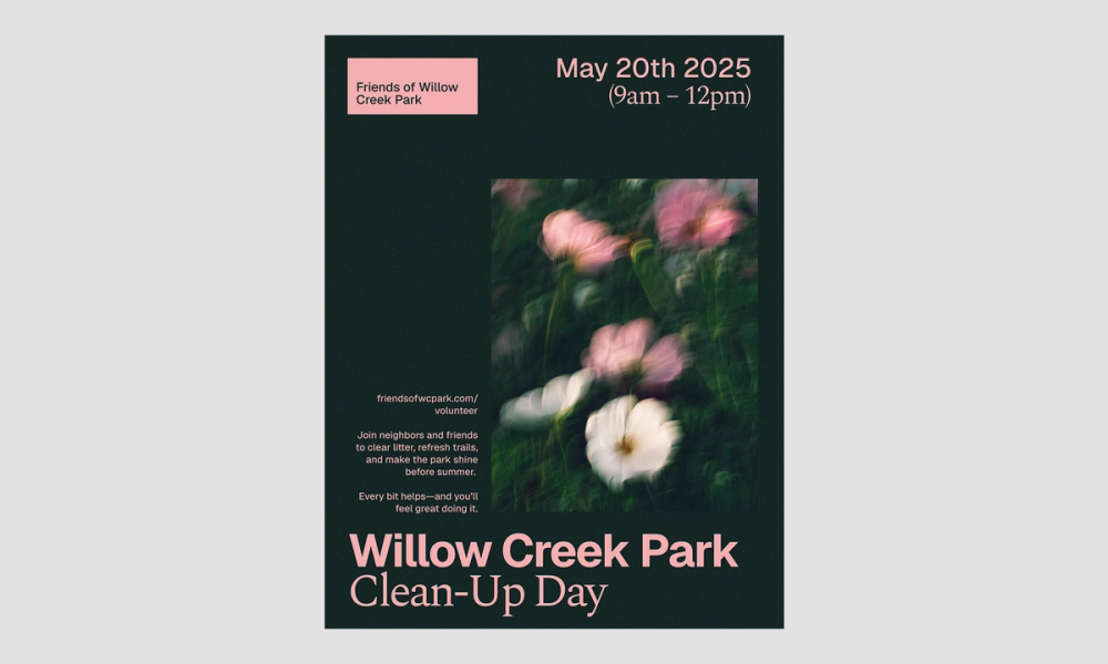 Serene community volunteer free flyer template.