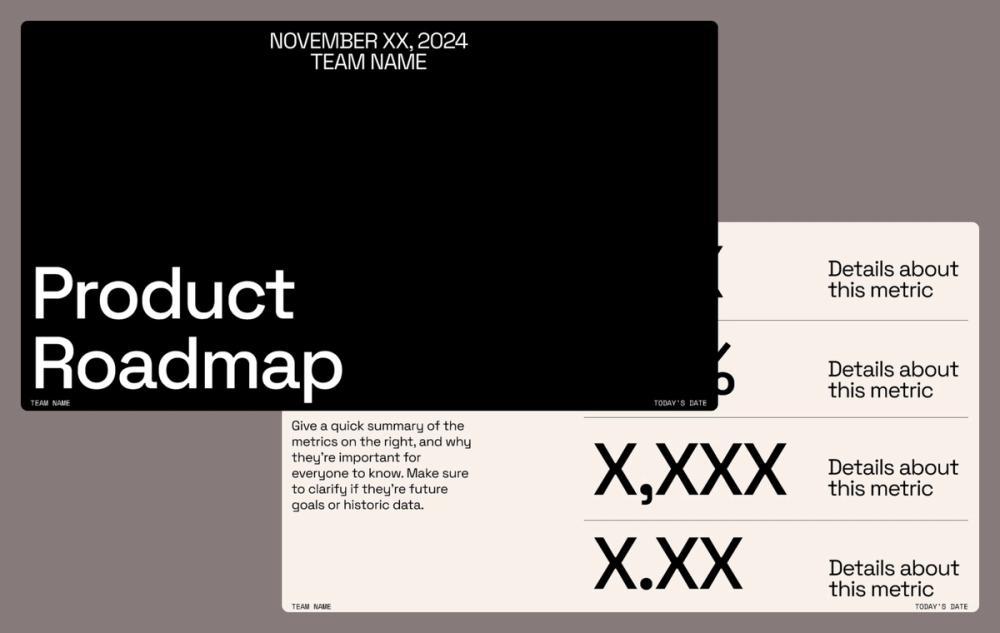 Screenshot of product roadmap slide deck