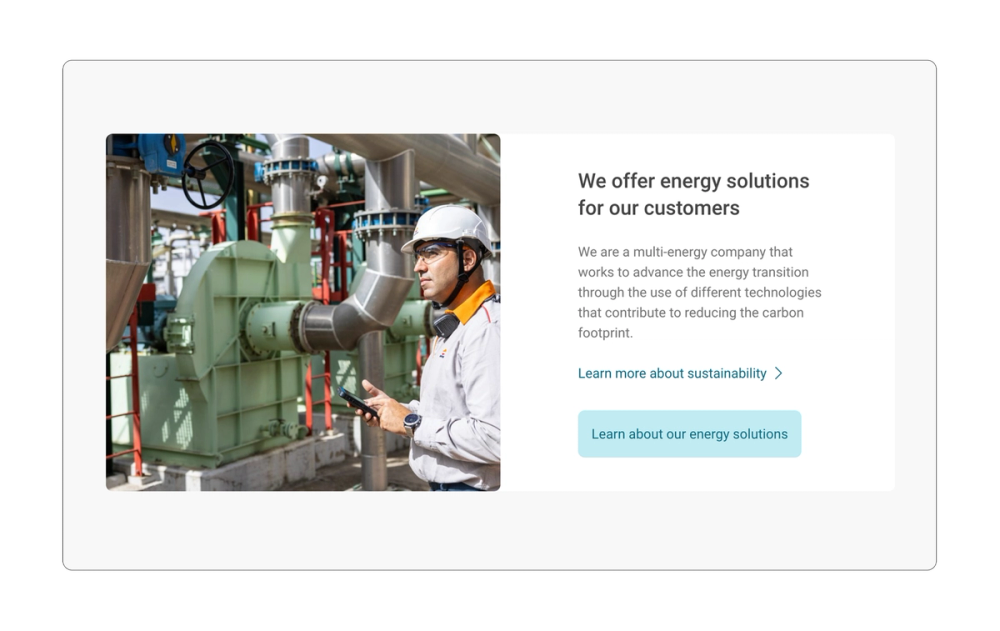 Sample Repsol CTA including “Learn about our energy solutions”