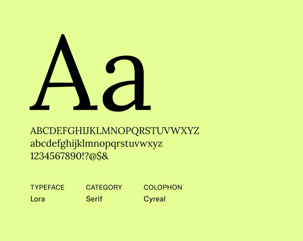 Lora resume font example.