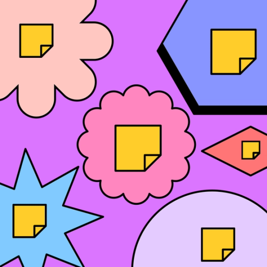 Sterne und andere Formen mit Notizen im Inneren