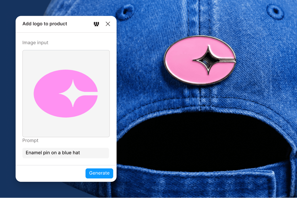 Logo mocked up as an enamel pin on a piece of clothing