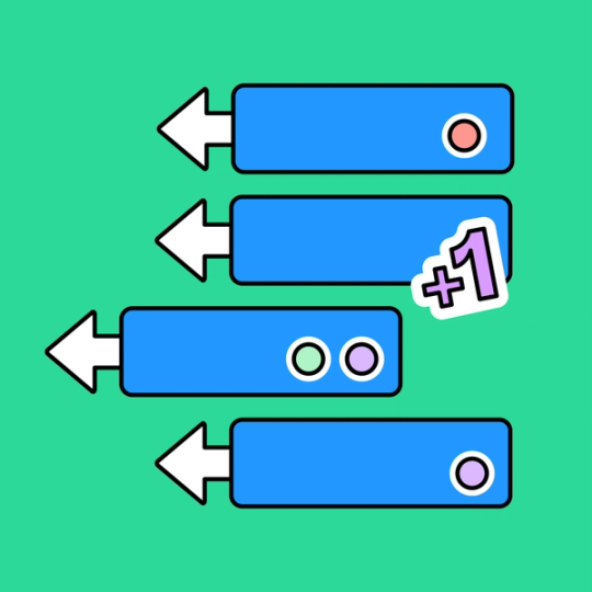 blue rectangles with arrows pointing to the left