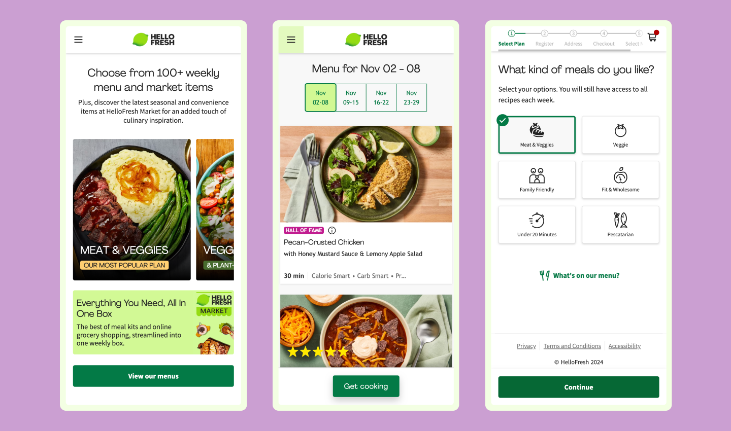 Screenshot of the Hello Fresh app to show the thumb zone on touchscreens as it relates to Fitt’s law.