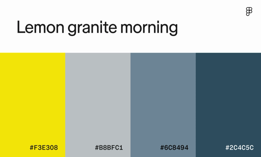 Gray color scheme with a pop of bright yellow.