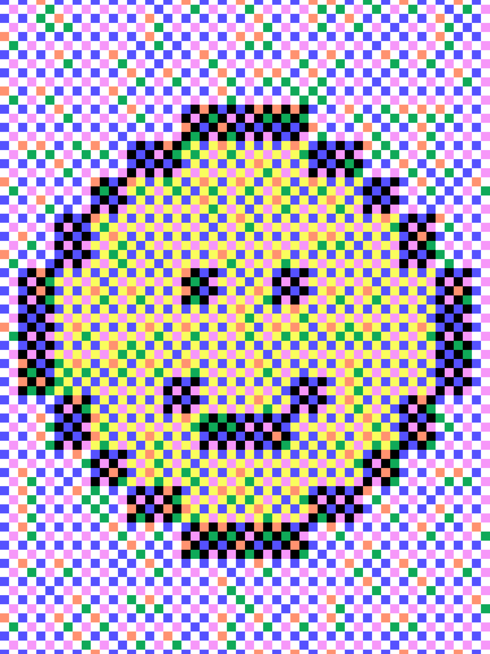 An illustration of a smiley face made up of pixels