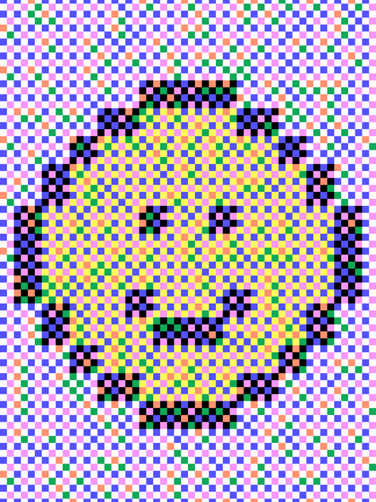 An illustration of a smiley face made up of pixels