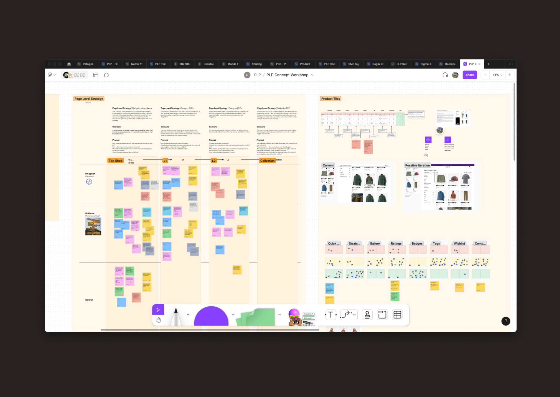 Sticky notes in FigJam file collaborating on layouts