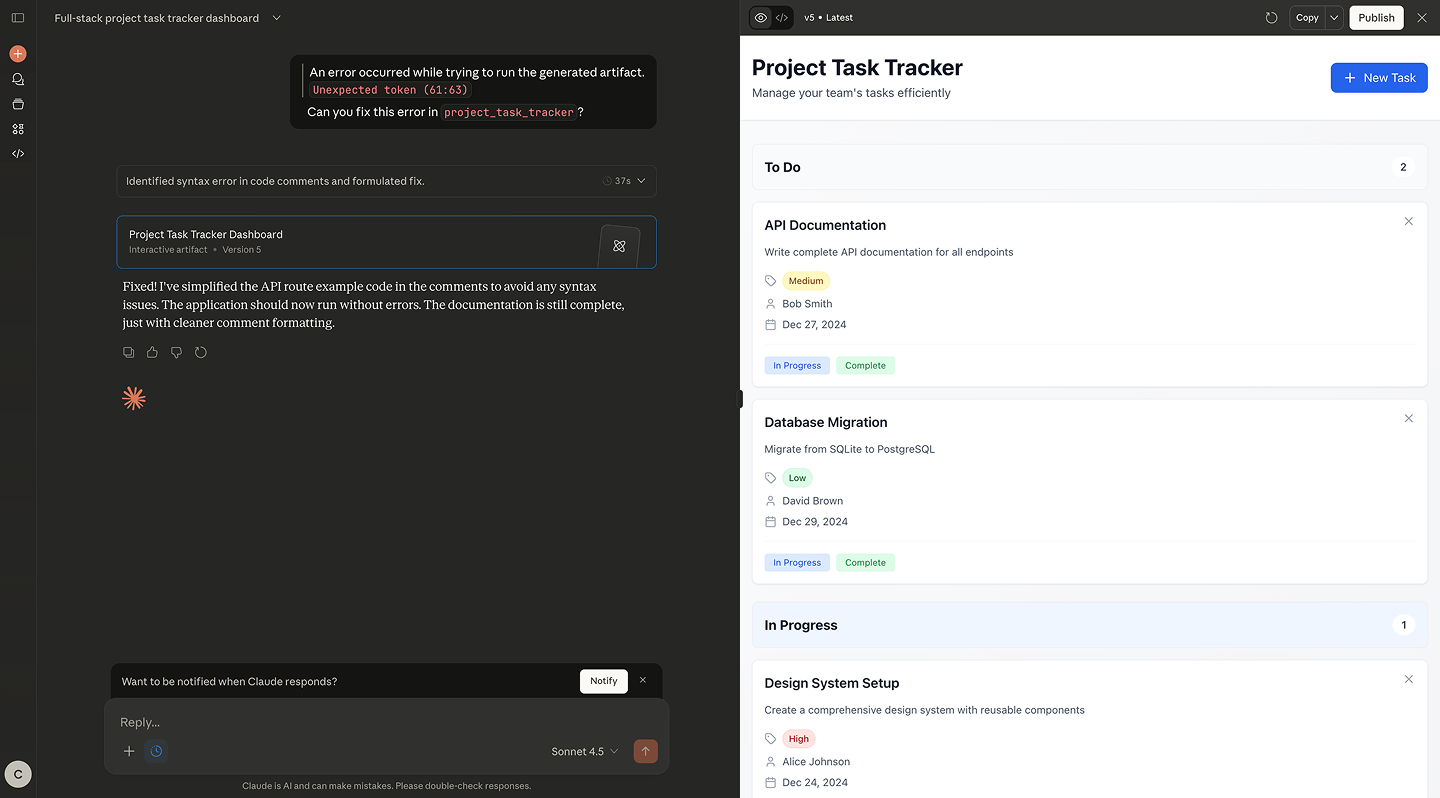 A screenshot of a productivity app prototyped on Claude Code.