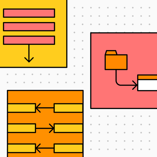 three boxes with different system diagram inside