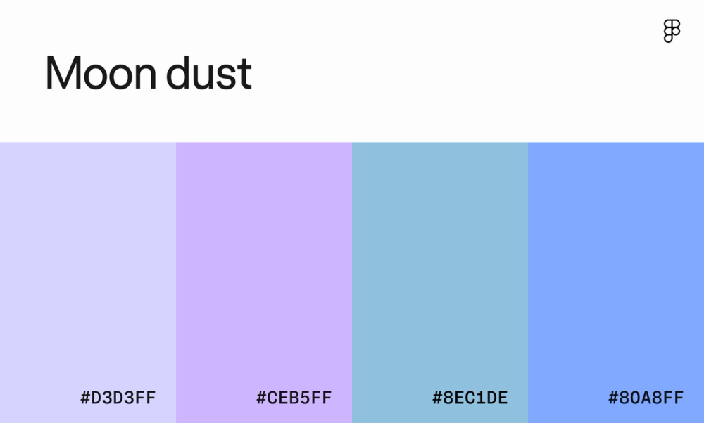 Pastel shades of blue and purple.