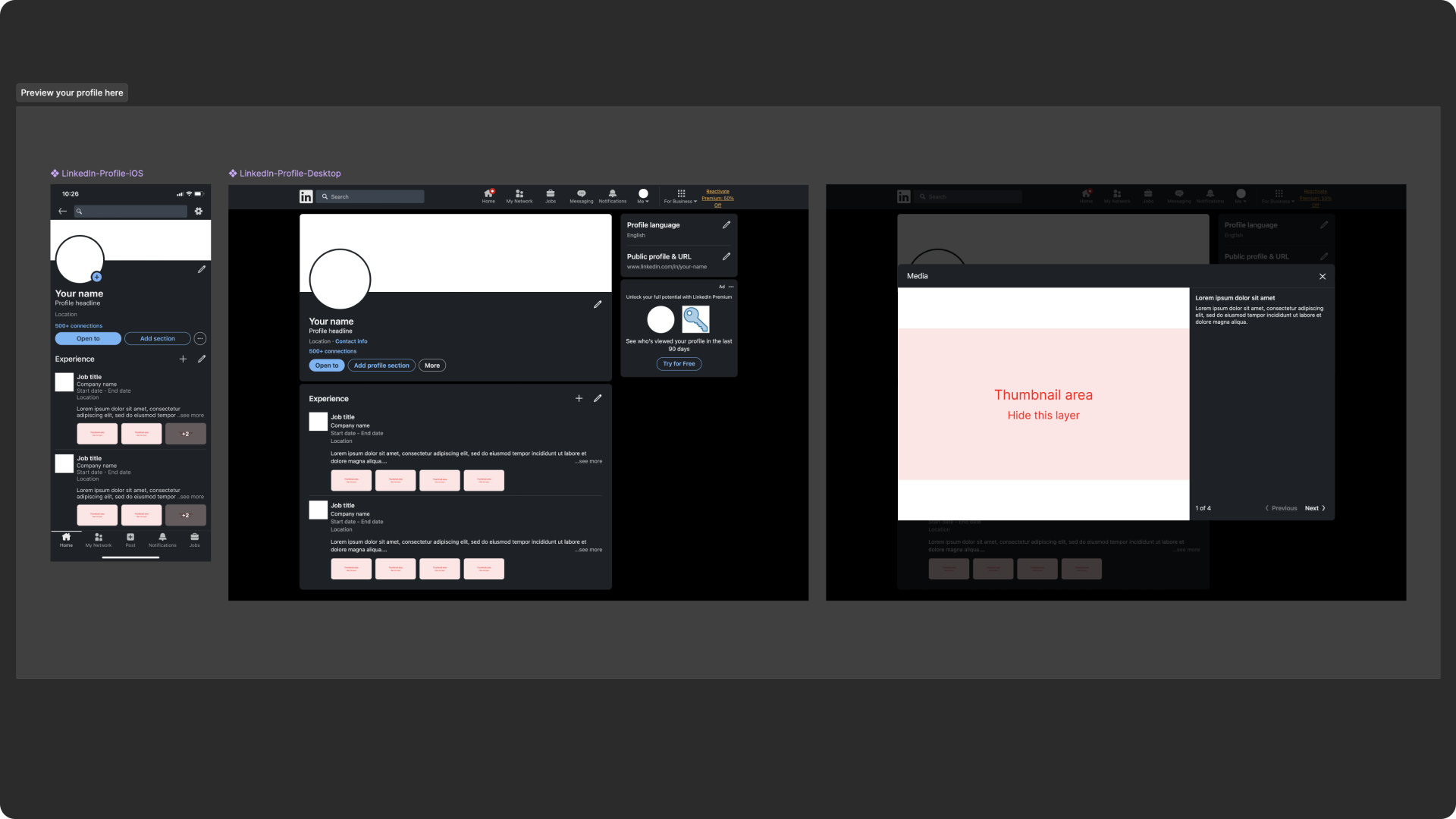 Template for LinkedIn images for personal profiles created by the Figma community.
