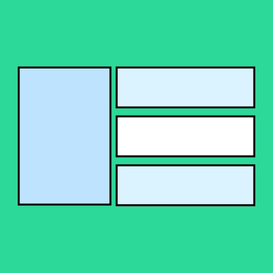blue vertical rectangle next to three horizontal rectangles