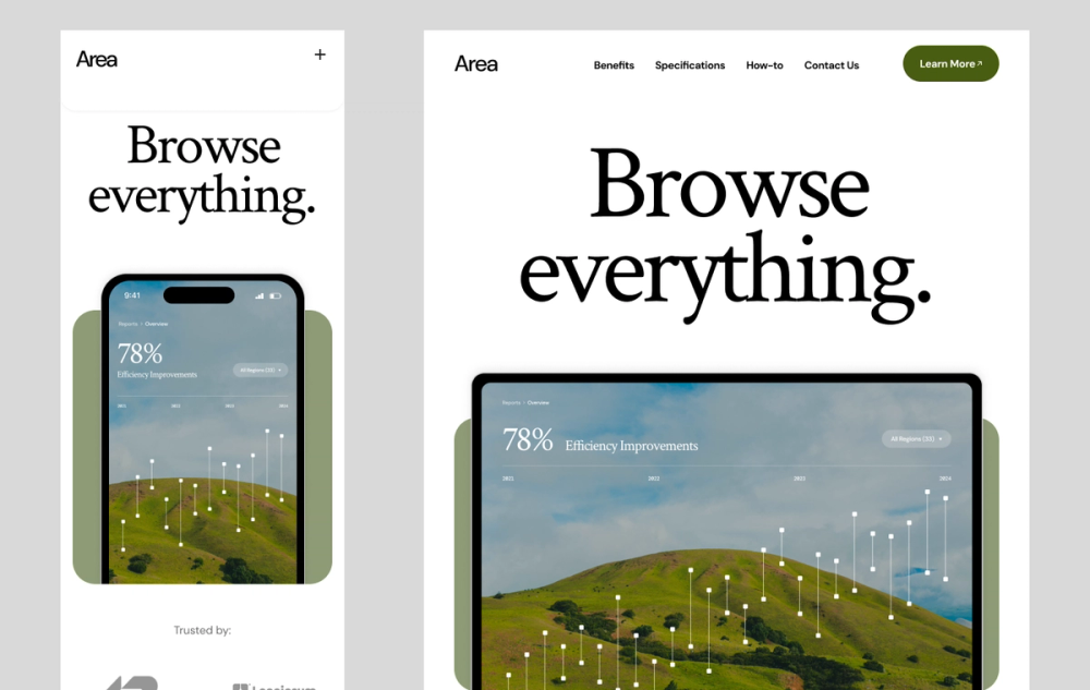 A screenshot of a product launch mobile website template