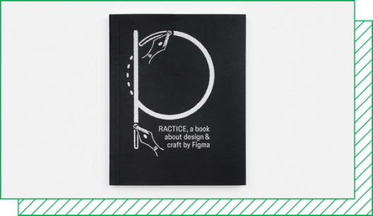 The cover of Practice is black with two pens drawing a big letter P