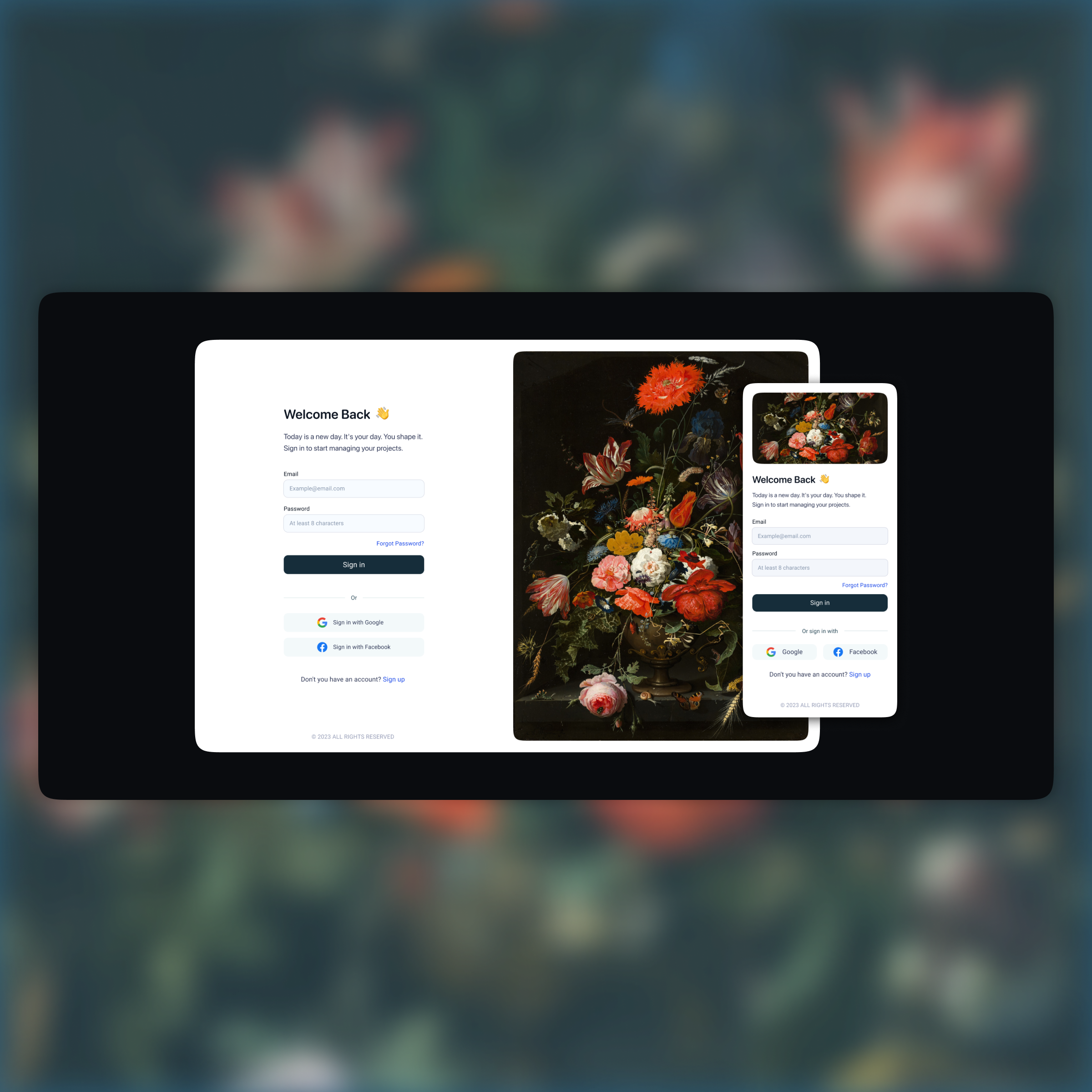 Image principale de page de connexion desktop et mobile