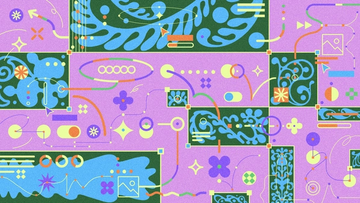 Illustration of a tree growing from circuit-like roots, with UI panels and charts branching out like leaves.