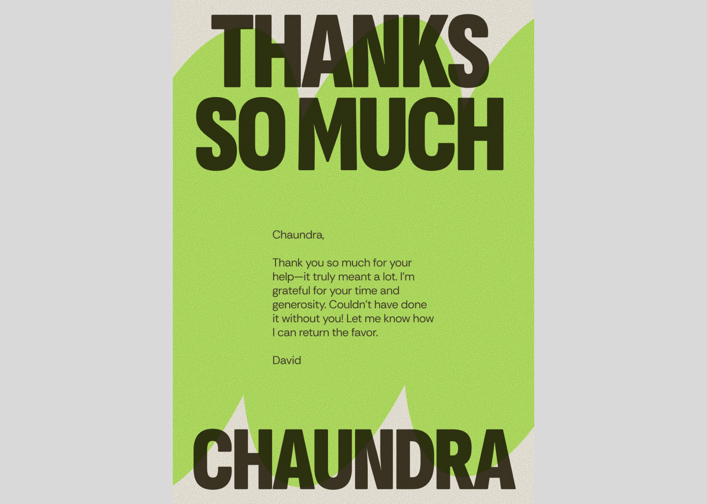 Screenshot of a bold doodle graphic thank you card template.