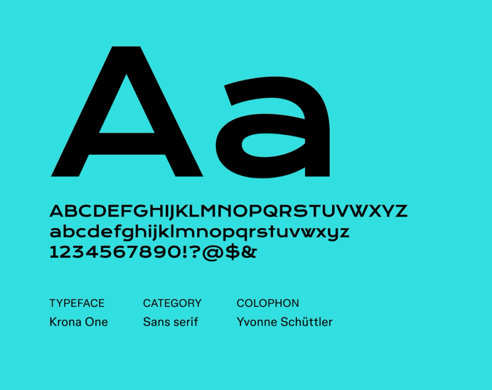 Krona One futuristic font example.